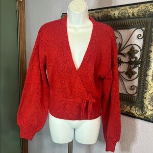 MM by My Michelle Sweater - Stunning Red Wrap Sweater for Women Sz XL